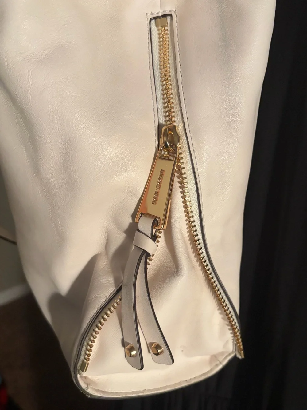 Michael Kors Cream Leather Shoulder Hobo with Gold Accents